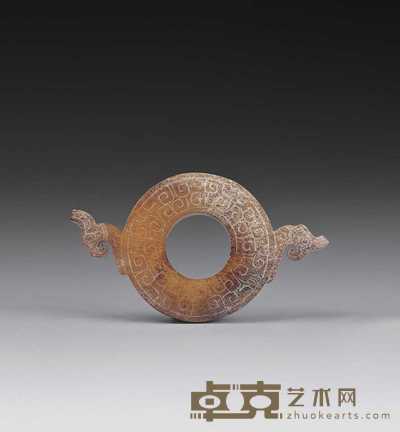 战国 黄玉出廓凤鸟小璧 宽8cm